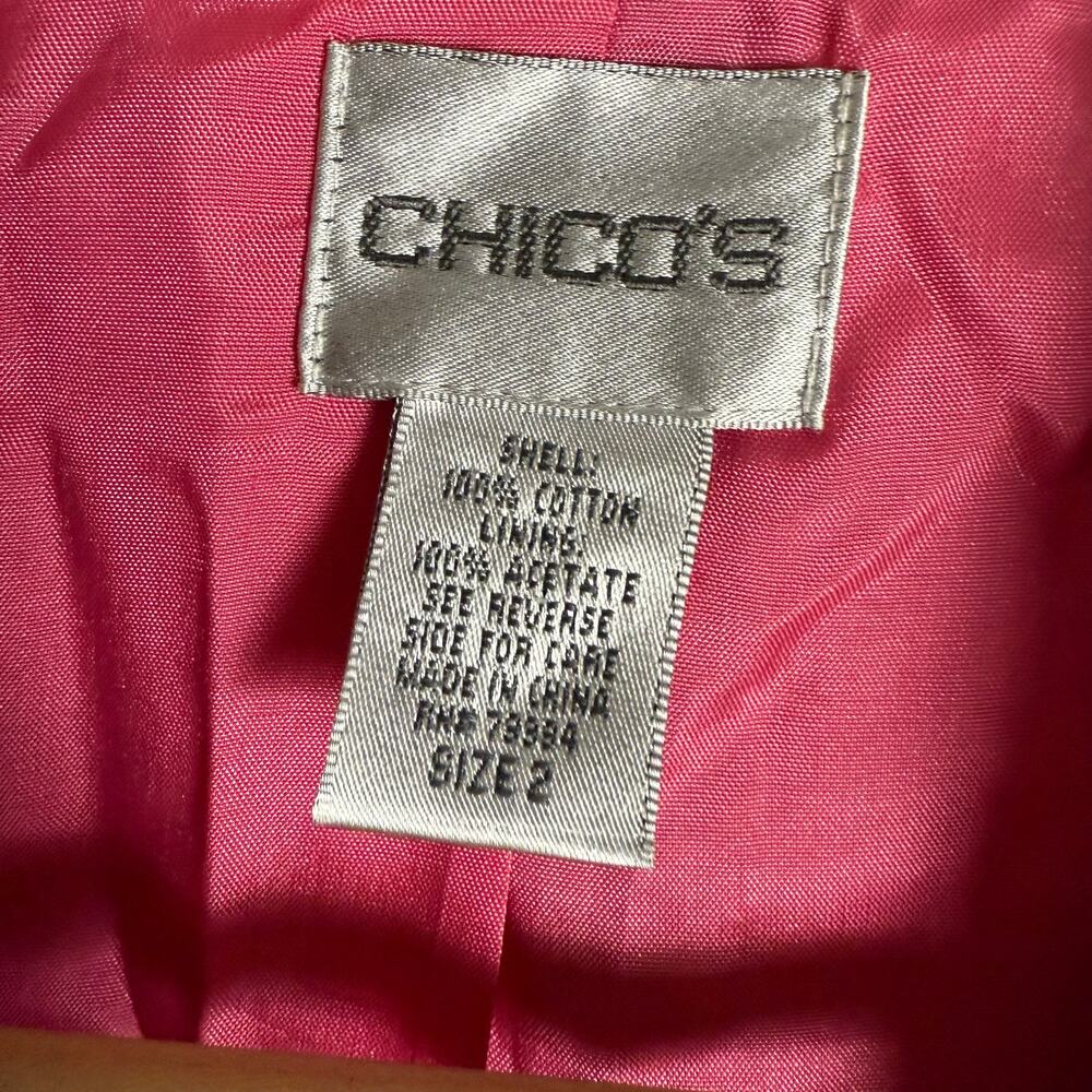 Chico’s Black White Orange Paisley Print Button Front Blazer Jacket Size 12 - Picture 8 of 8